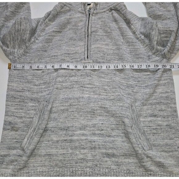 L.O.G.G. by H&M Grey White Denim Color Knit Womens 1/4 Zip Hoodie Kangaroo Large - Picture 7 of 8